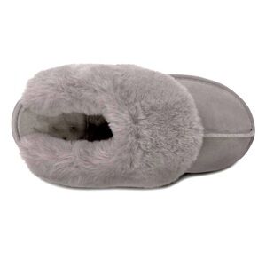 ANN TAYLOR SUEDE MULE WITH FUR CUFF - GRAY 9/10 (NEW WITH TAGS)